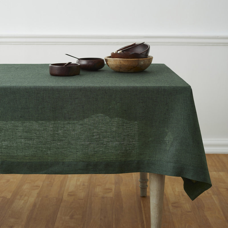 100% Pure Linen Tablecloth - Athena, Forest Green, 144" x 60"