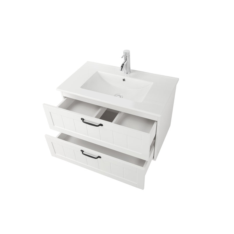 Meuble-lavabo à fermeture en douceur à double tiroir avec panneau de particules pour lavabos modernes