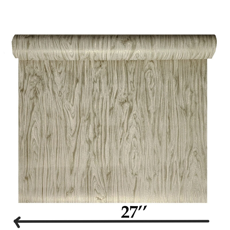 Papier peint moderne texturé imitation bois brun clair
