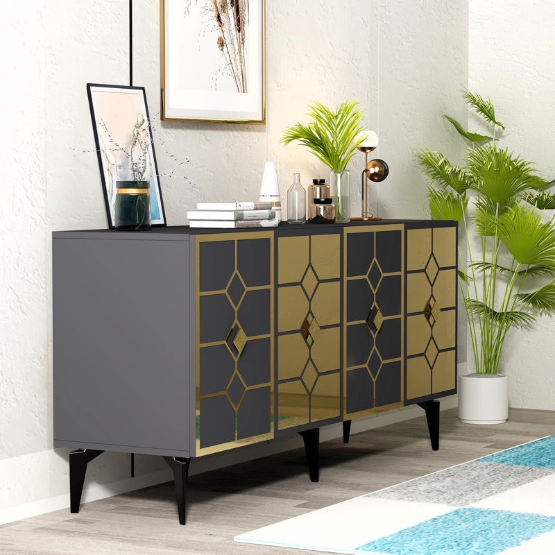 Oatley 150cm Console Table, Grey/Gold