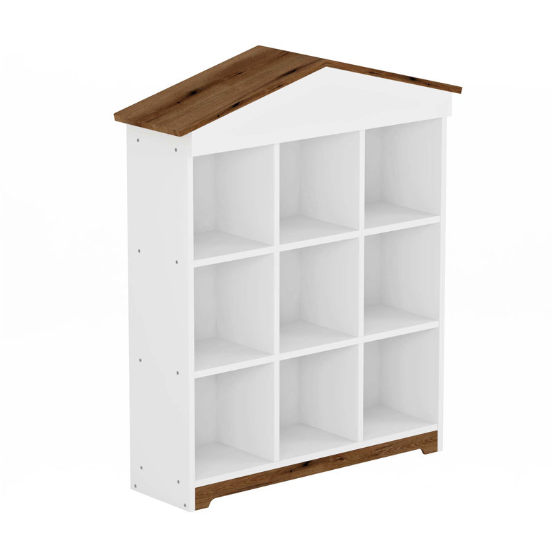 Three-Layer Bookshelf With Colorblock Design, Brown/White