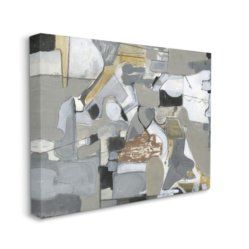 «Expressive Linework Abstract Shapes Grey Brown» par Smith Haynes - impression d'art graphique, Plaque murale