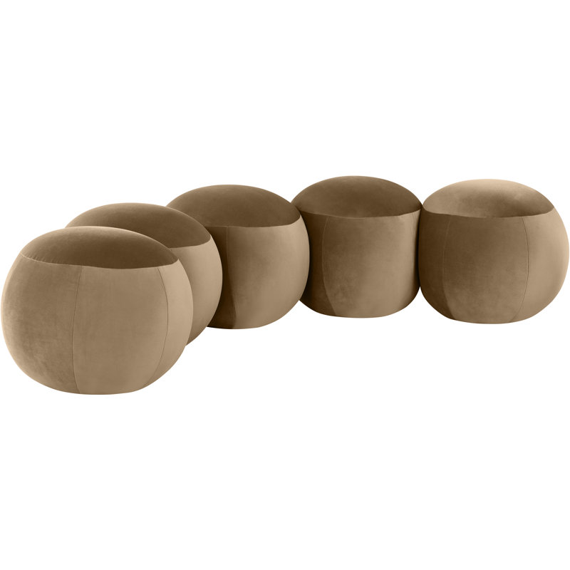 Apollo Velvet Bench, 18" H x 74.50" W x 38.50" D, Beige Velvet