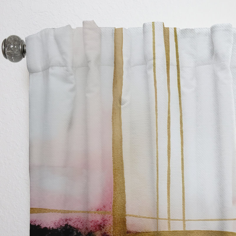 Bawnard - Abstract Geode Geometric Pink And Red II - Modern Curtain - Velvet Room Darkening - 1 panel, 52" W x 63" L