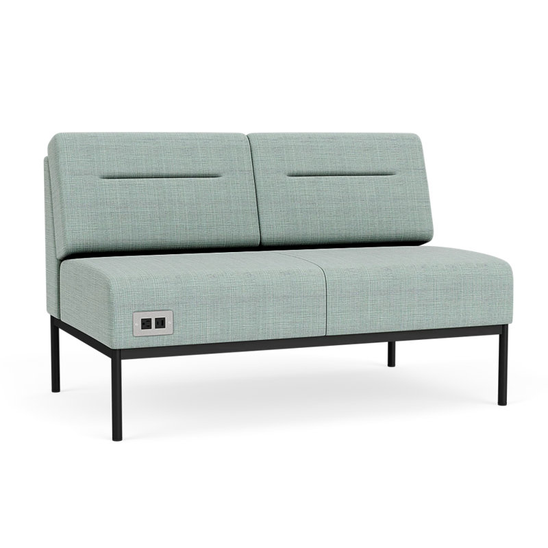 Causeuse Darsey, Chambray écume de mer, Avec alimentation, Noir