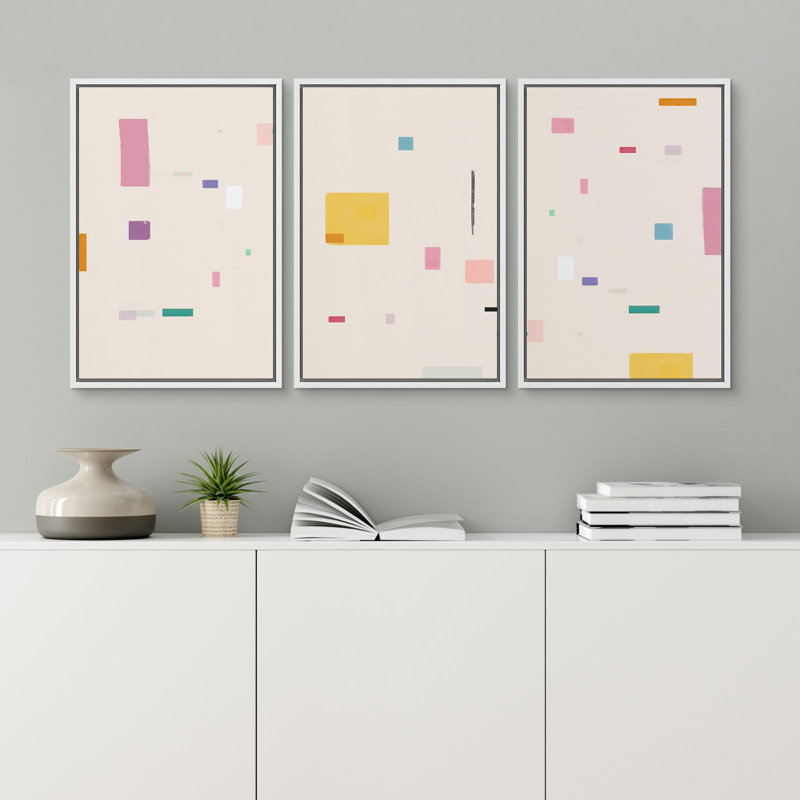 Multicolore multicolore à motif géométrique Mid-Century rose, motif géométrique abstrait, motif boho multicolore