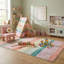 Tapis à rayures rose / vert pour enfant 8 pi x 11 pi (7 pi 7 po x 10 pi 10 po) Branch Branch Haze, tapis moderne, à poils moyens et résistant aux taches-308175495