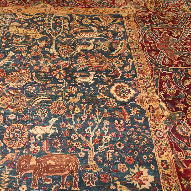 Elephant Agra One-of-a-Kind 11'11" x 14'9" New Age Area Rug in Red/Yellow/Teal