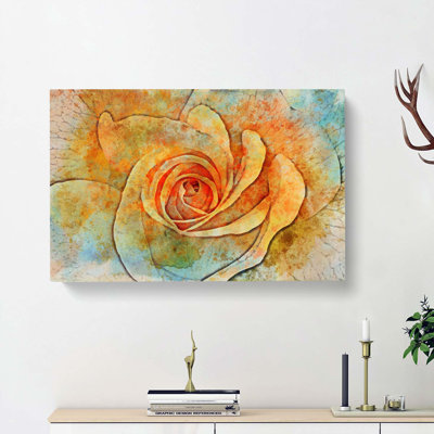 Yellow Rose in Abstract - Wrapped Canvas Painting Print