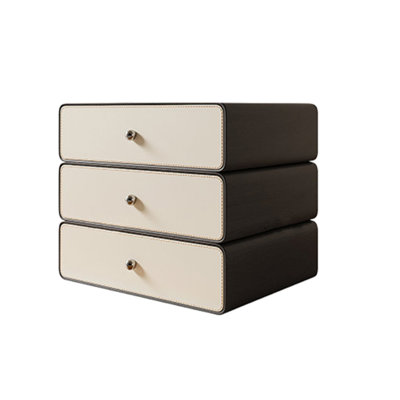 Table de chevet empilable crème, dimensions 55 cm (H) x 60 cm (L), meuble de rangement minimaliste pivotant en cuir sellier avec tiroirs à plusieurs niveaux