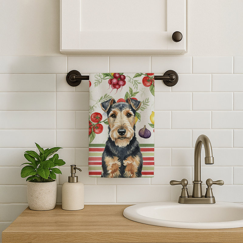 Welsh Terrier Vegetables Kitchen Towel, Welsh Terrier