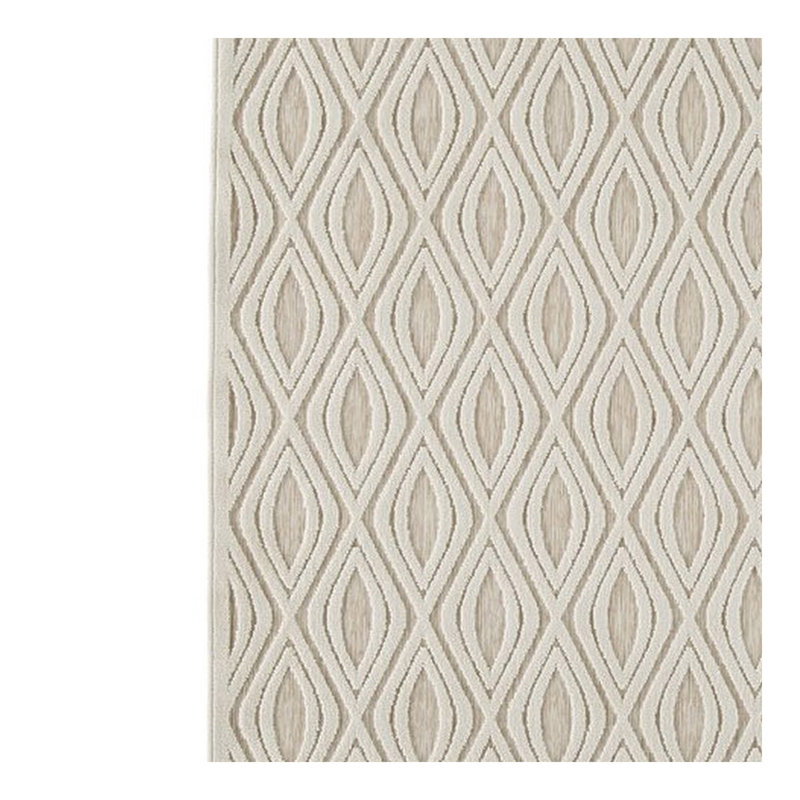 Rectangular Rug with Geometric Pattern, Medium, Beige