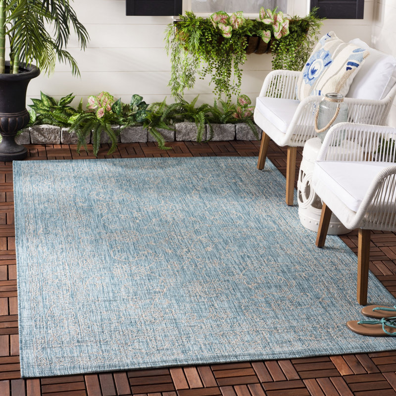 Amedee Performance Solid Color Indoor/Outdoor Area Rug, Rectangle 8' x 10'