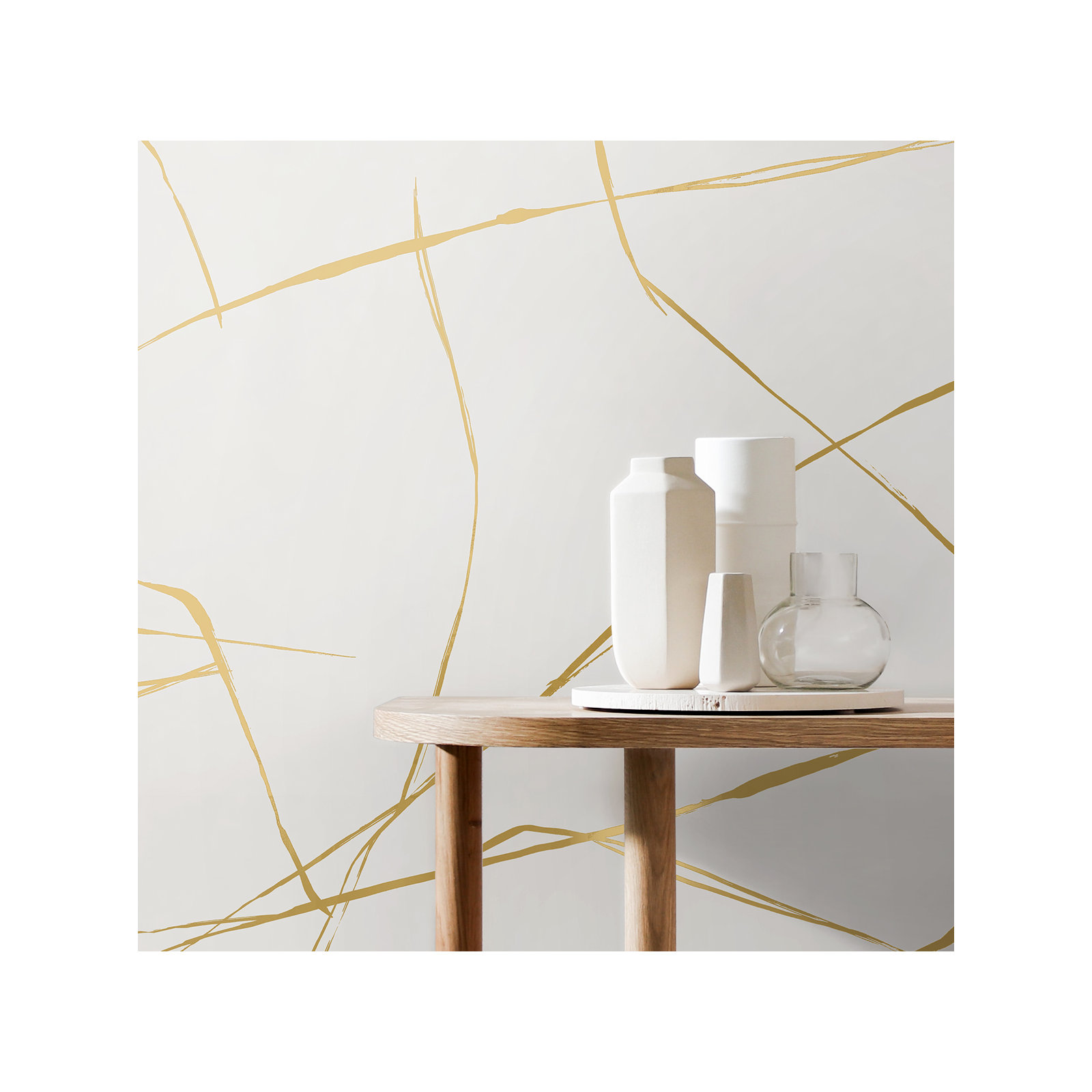 Niseko Modern Abstract Wallpaper, Metallic Goldenrod