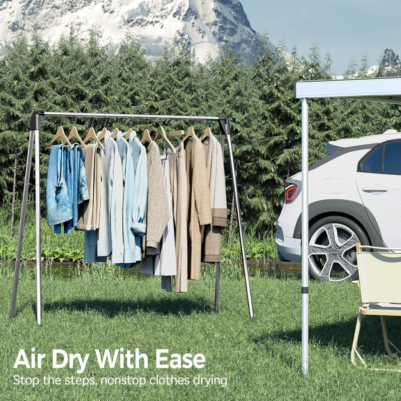 Séchoir à vêtements pliable, séchoir à linge en acier inoxydable, portatif, séchoir à vêtements, intérieur extérieur, autoportant, grande capacité