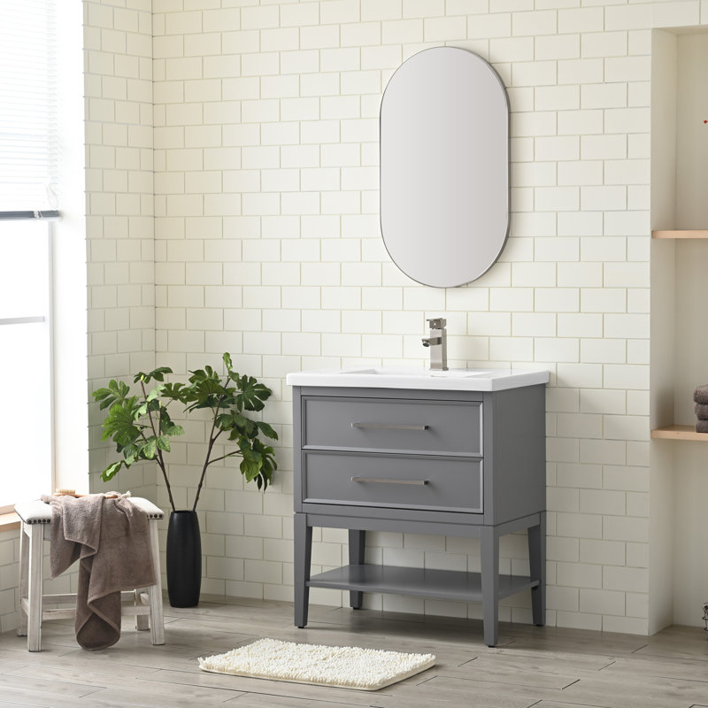 Brodnax 30.13" Single Bathroom Vanity Set, Gray