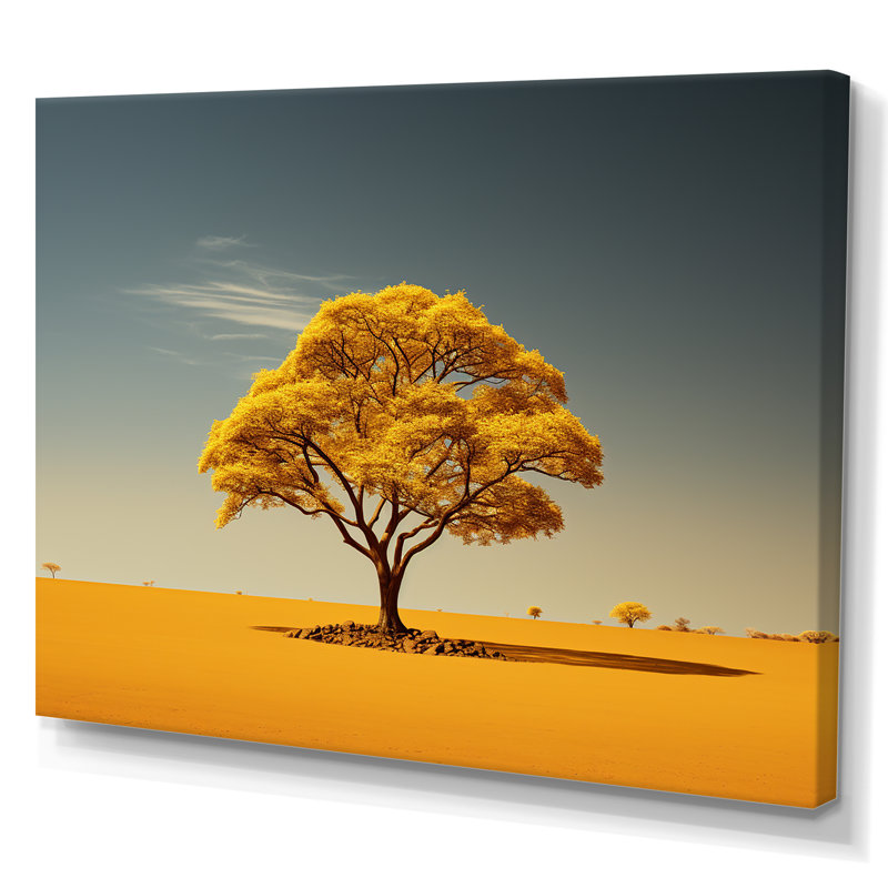 Aura d'arbre africain sur toile, Toile tendue, H 12 po x l 20 po x P 1 po