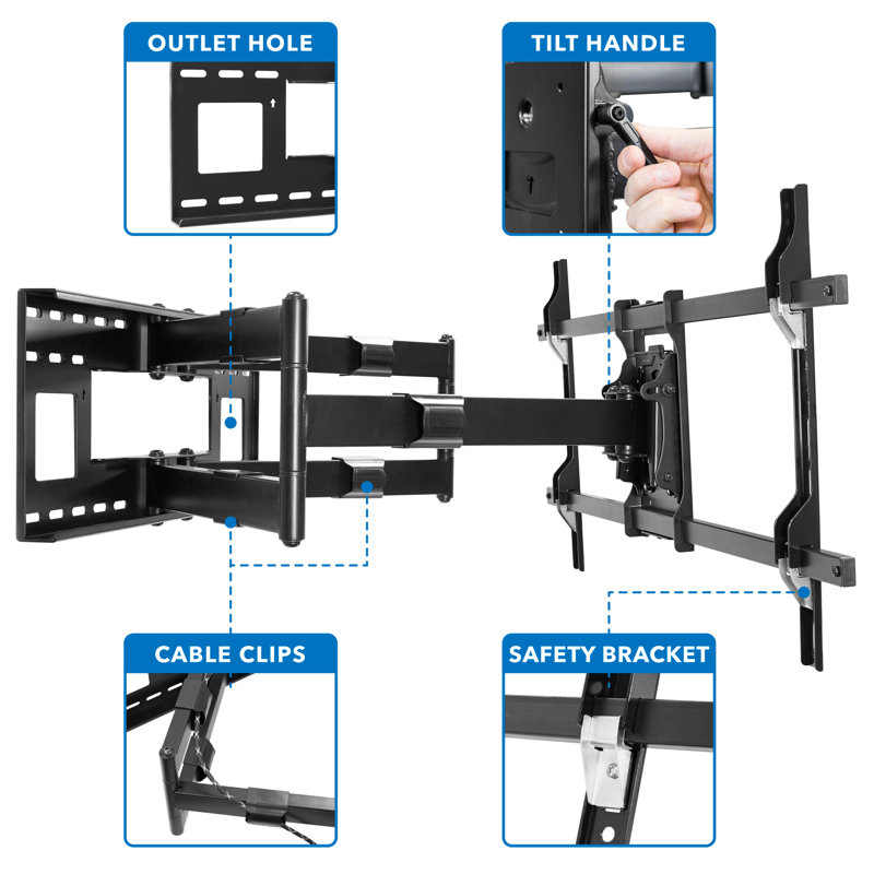 Mount-It! Full Motion Wall Bracket TV Mount | 36 in. Extended Articulating Arm Fits 42 to 90 in. TVs