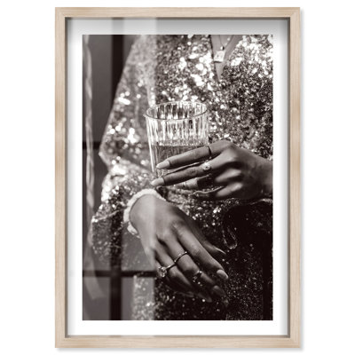 Sparkling Nights Shadowbox Print Miami Art Prints by Notoriart, Blonde Frame, 31 x 46