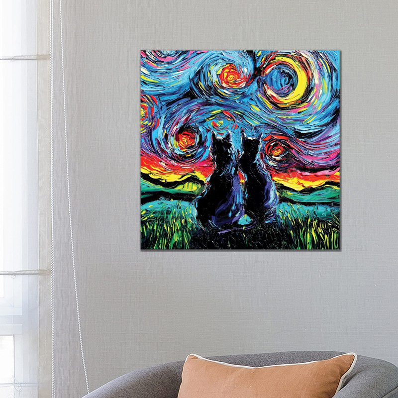 Van Gogh's Cats by Aja Trier - Painting on Canvas, 66.04 cm H x 66.04 cm W x 1.91 cm D, Wrapped Canvas