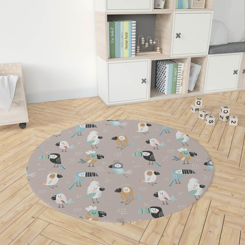 Tapis de jeu pour enfants Ol Birds, Rond 5 pi