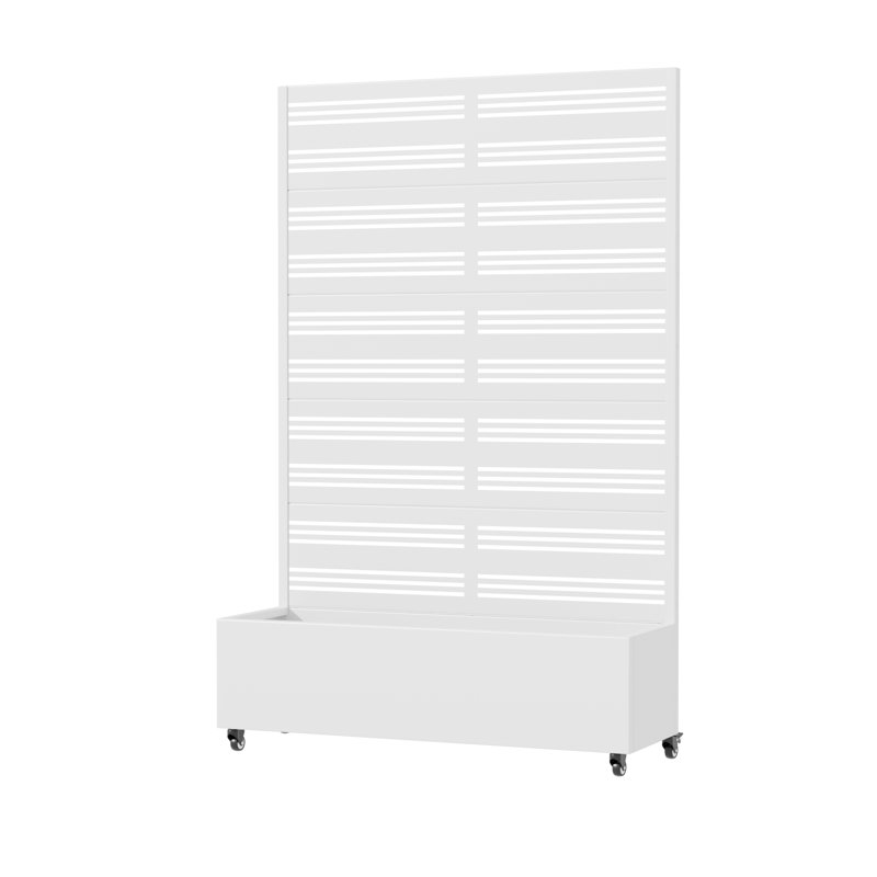 Boîte à fleurs rectangulaire en métal avec treillis pour plantes grimpantes Ble, H 72 po x l 35 po x P 16 po, White