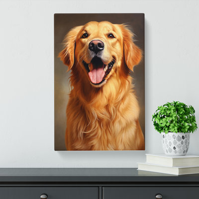 Golden Retriever Realism Art - Wrapped Canvas