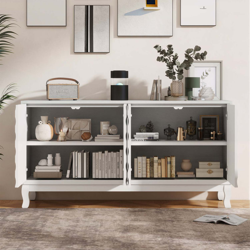 Buffet polyvalent avec portes élégantes et rangement spacieux pour diverses pièces, Blanc