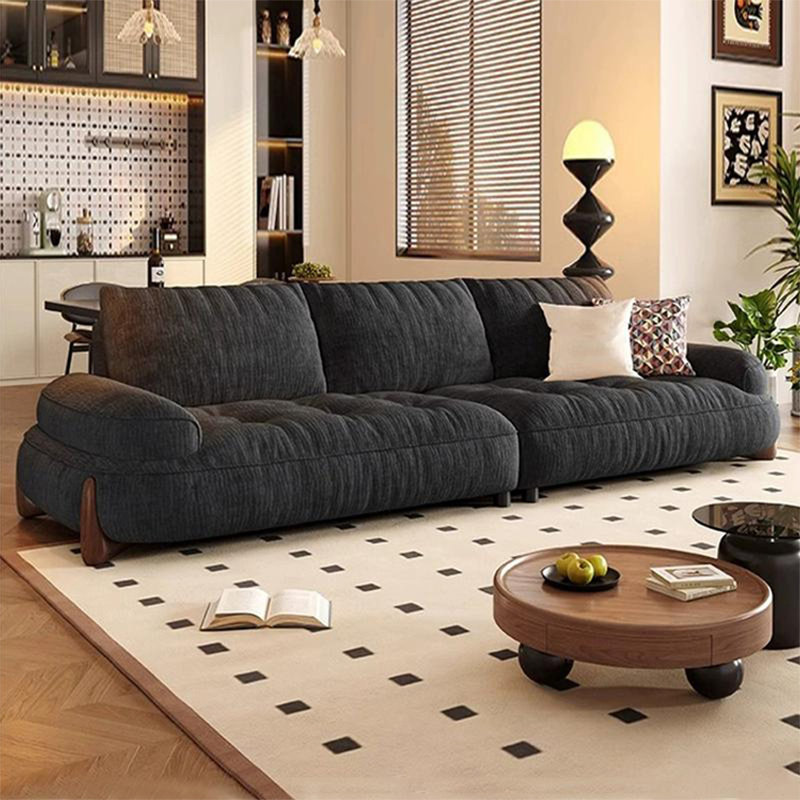 Canapé modulaire en chenille noir, H 35,43 po x l 110,24 po x P 42,13 po, 4