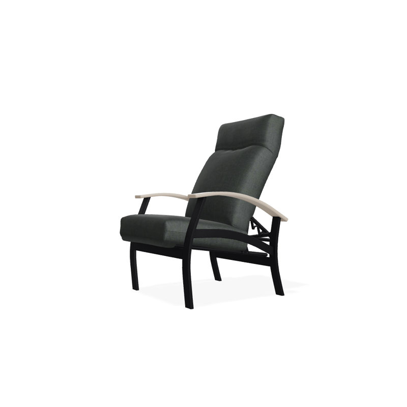 Chaise de patio inclinable avec coussins Askar, Minéral Kuno II, Désert P60, Noir texturé