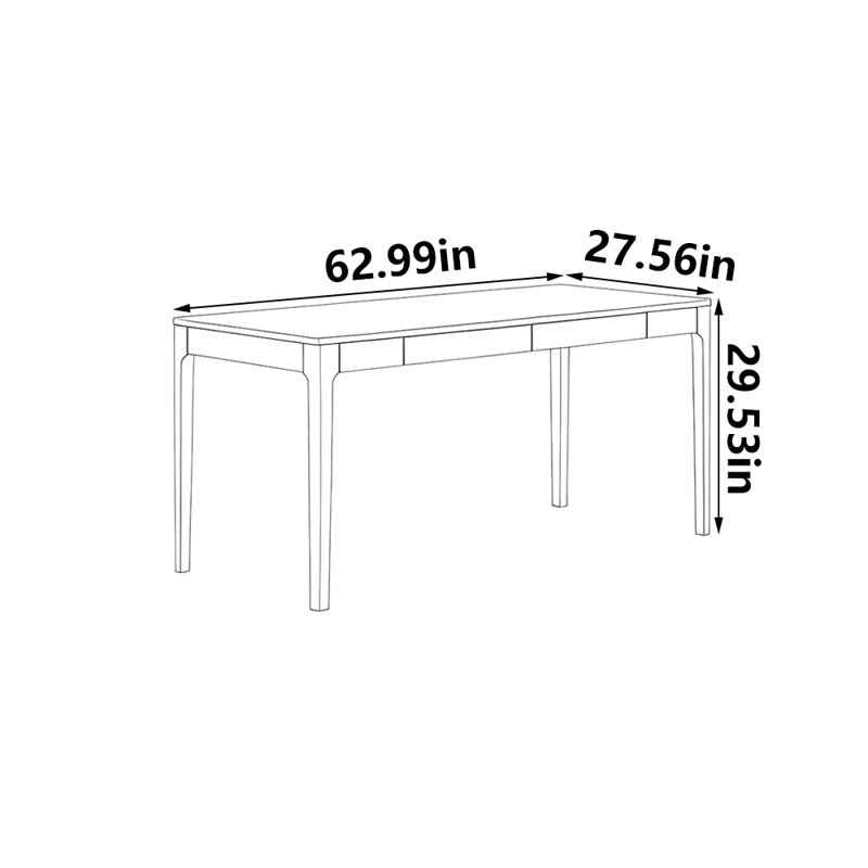 Bureau personnel en bois massif pur, H 29,53 po x l 62,99 po x P 27,56 po