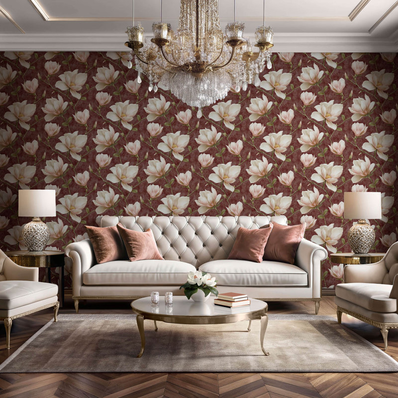 Papier peint Grand Magnolia, Rouge