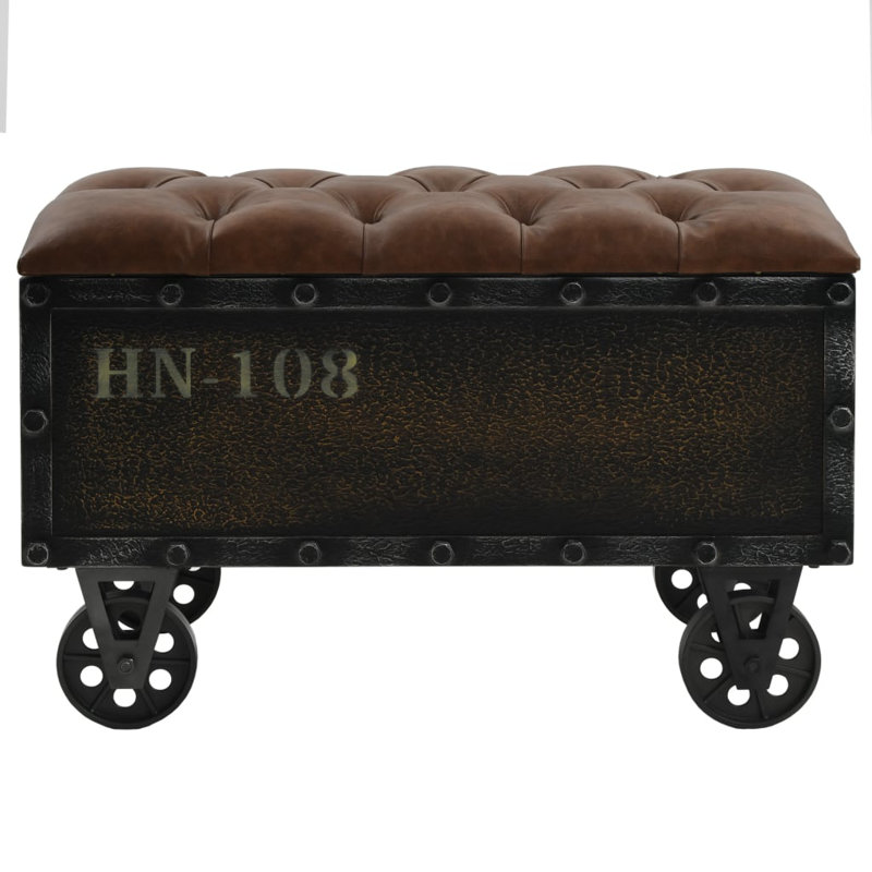 Storage Bench Benches Hall Hallway Seat 31.7" x 16.1" x 19.7" Brown Plastic, Solid and Manufactured Wood, Upholstered