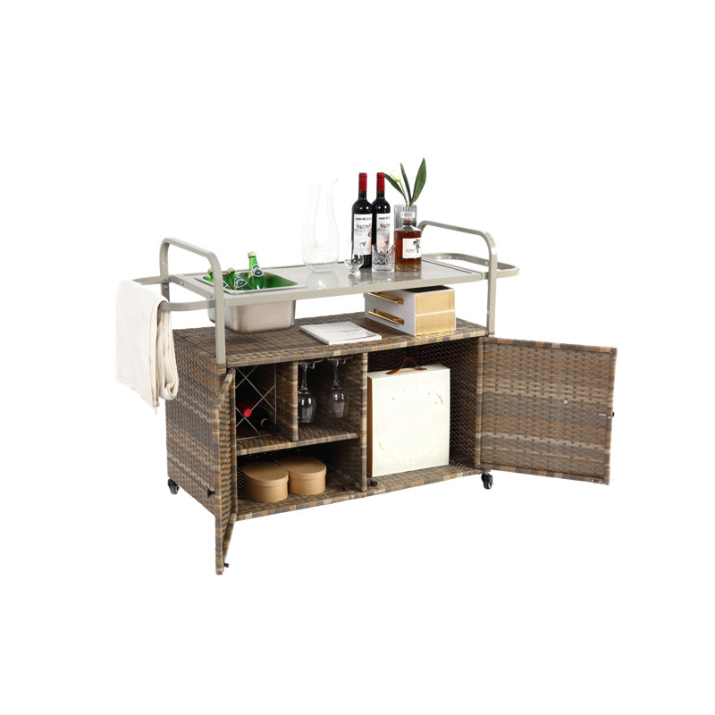 Table de bar d'extérieur, H 35,83 po x l 51,57 po x P 19,69 po, Beige