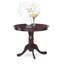 L'ensemble de table de salle à manger 3 pièces comprend une table de cuisine ronde avec piédestal et 2 chaises de salle à manger Parsons en tissu brun, 36 x 36 pouces, cappuccino-1799340576-1799340577-1847808057