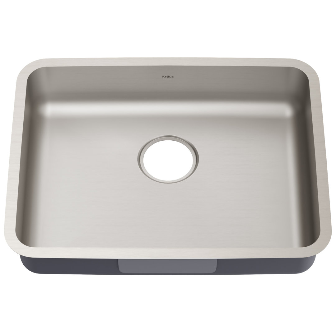 Dex™️ Series KRAUS 25" L Undermount 16 Gauge Stainless Steel Single Bowl ADA Kitchen Sink Kraus