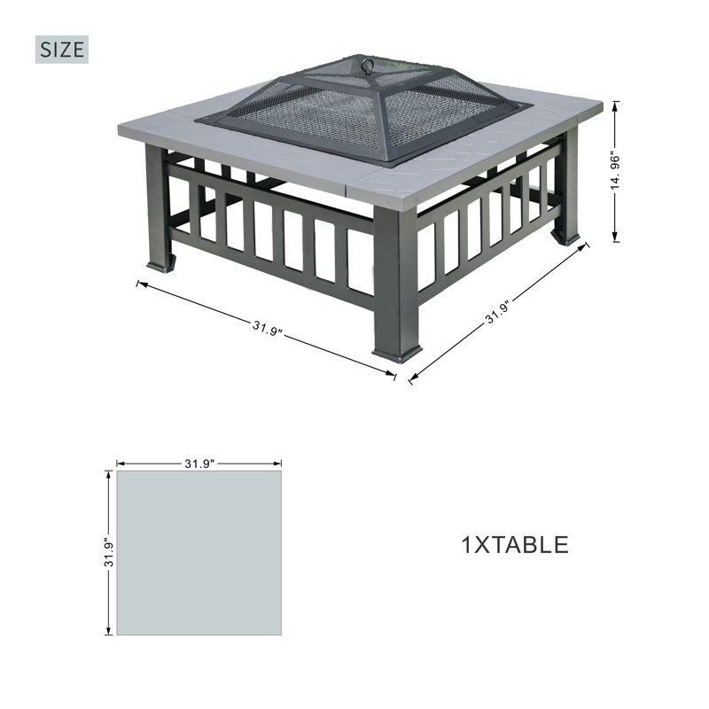Hasime Steel Outdoor Fire Pit, Gray