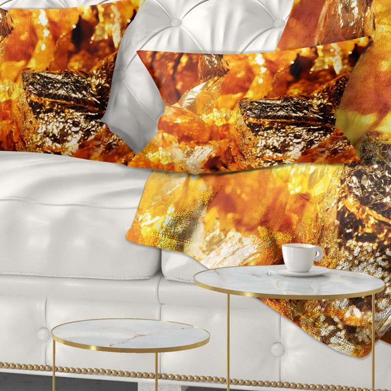 Feuille d'or orange brillant - Coussin décoratif imprimé abstrait