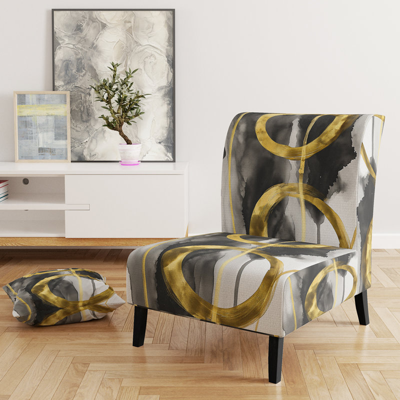 Fauteuil de chambre rembourré Glam Mettalic II, Mélange de polyester noir
