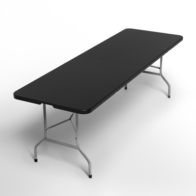 8ft Plastic Folding Table, Portable Bi-Fold Event Table, Indoor Outdoor Picnic Card Table with Carrying Handle