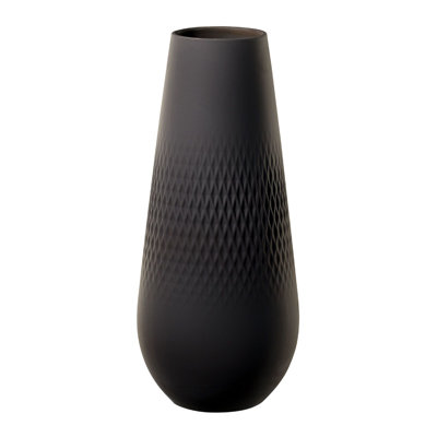 Villeroy & Boch Manufacture Collier Noir Carre, 10.25" Tall Porcelain Table Vase