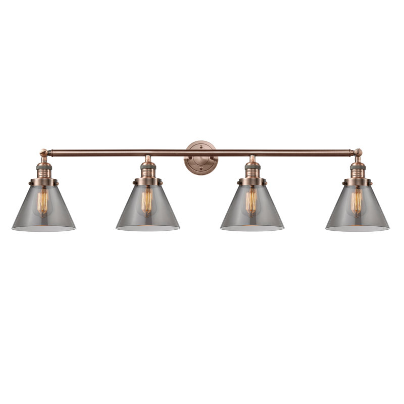 Gebhardt 4 - Light Dimmable Vanity Light, Smoked, Antique Copper, 6 Watt Vinage LED Bulb
