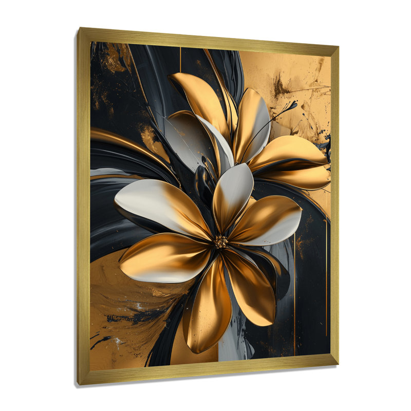 Norma - Floral Canvas Prints, 40" H x 30" W, Single Picture Framed Print, Gold