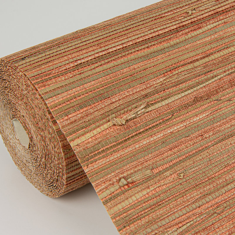 Loom Abstract Grass Cloth Wallpaper Roll, Orange