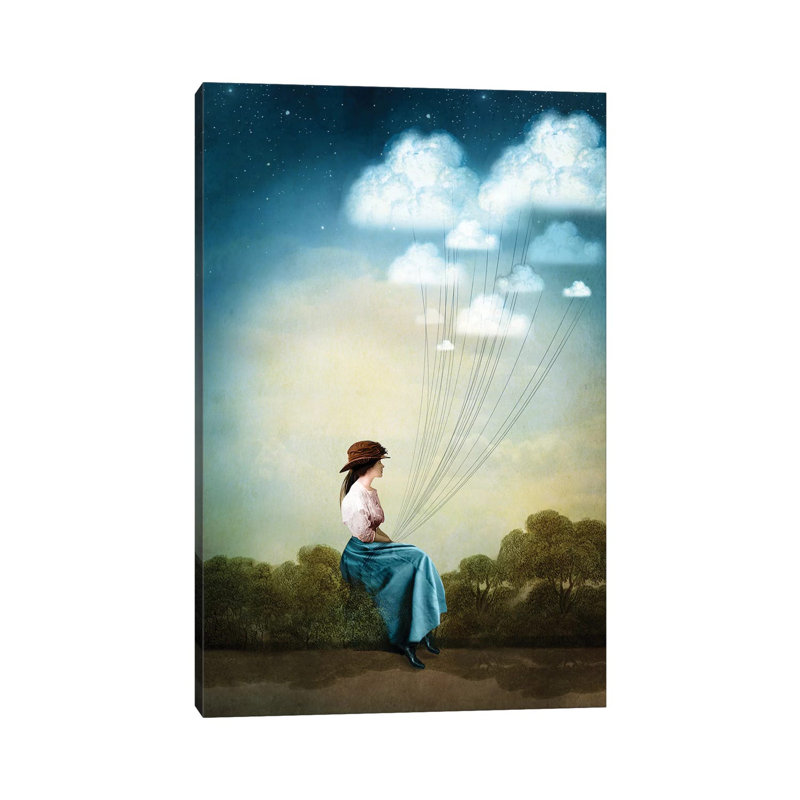 «Blue penséts» par Catrin Welz-Stein - impression d'art graphique, H 26 po x l 18 po x 1,5 po, Pas de tapis, Toile tendue