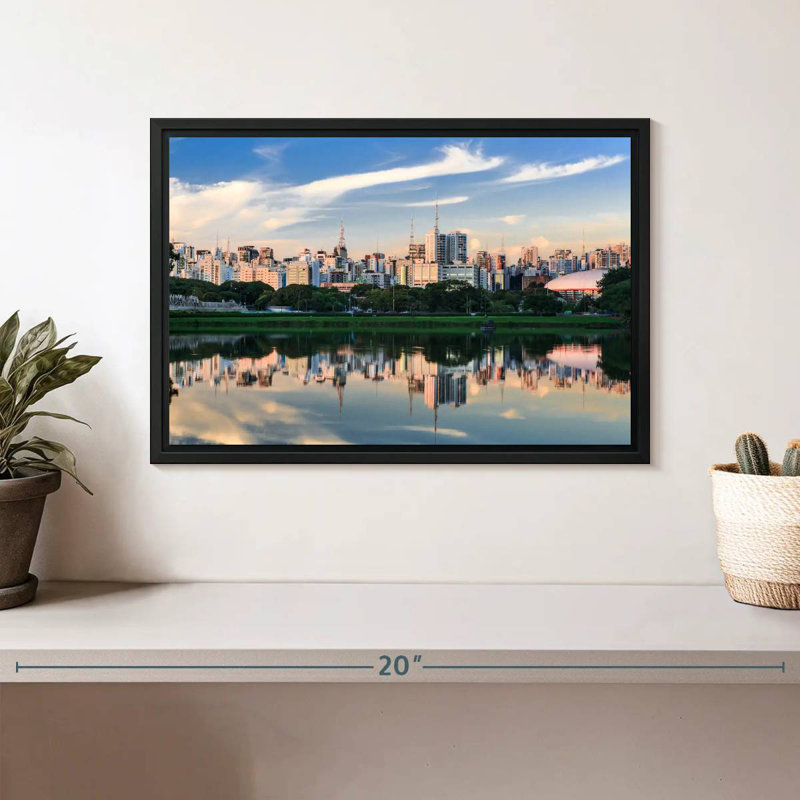 Horizon du parc d'Ibirapuera, Cadre flottant noir, 13 po x 9 po