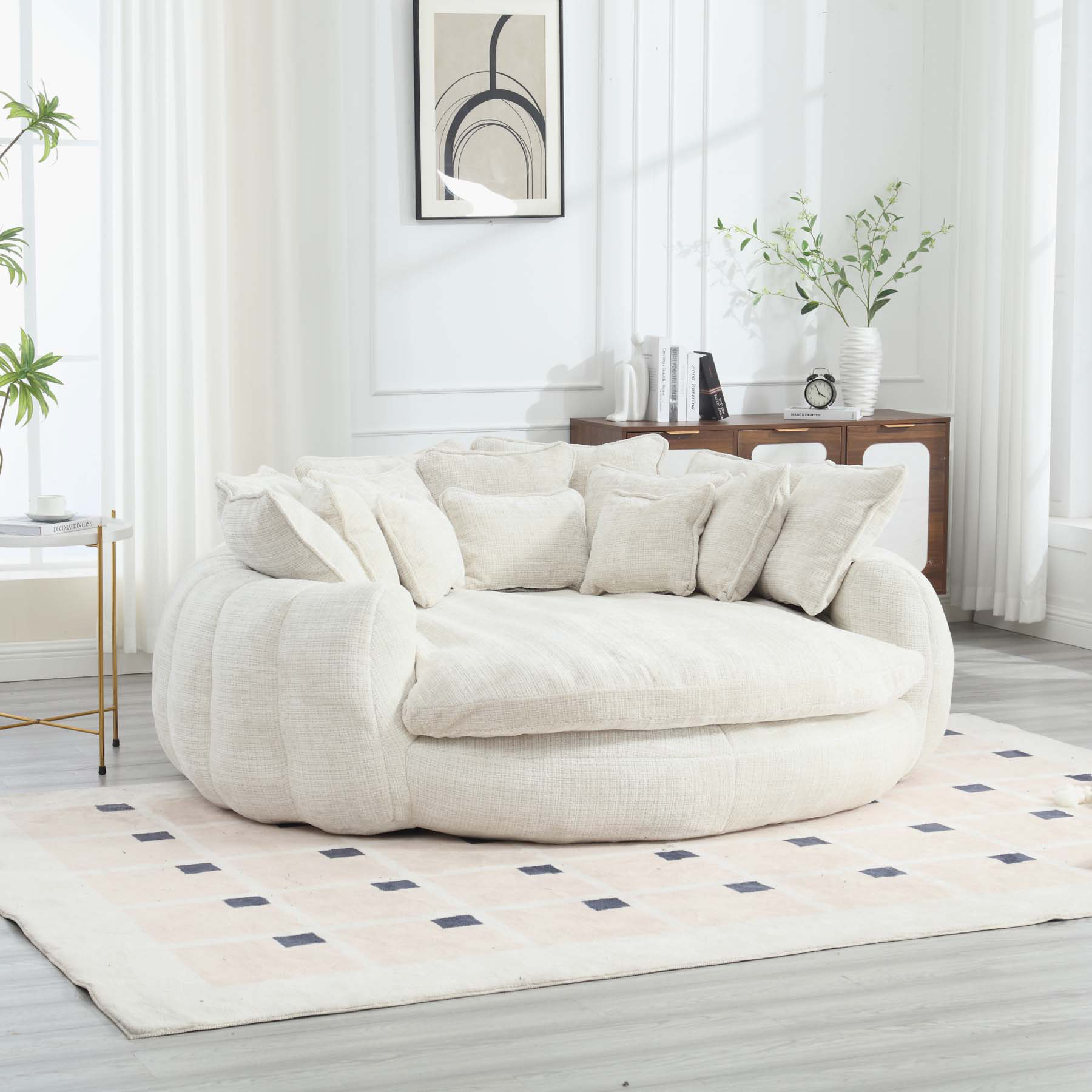 Pouf Canapé Paresseux Géant En Velours Côtelé Rayé - Rembourré, Doux Et Confortable - Pour Salon, Chambre, Balcon - 2