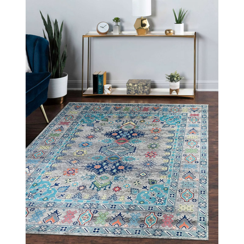 Tapis traditionnel gris en laine naturel noué à la main gris rayonnant Jasmine, Rectangle 8 pi x 10 pi