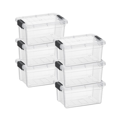 Clear Mini Storage Bin with Lid, 1.85 Qt. Plastic Organizing Storage Box for Home, 6 Pack