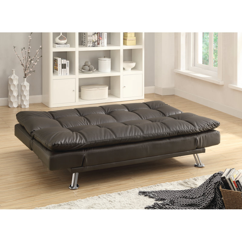 Upholstered 73'' Sofa, Black Faux Leather, 35.5" H x 73" W x 37" D
